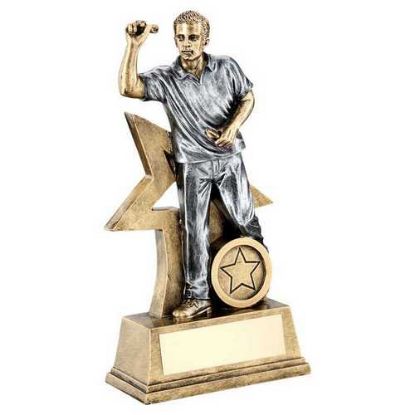 Picture of Brz~gold~pew Male Darts Figure With Star Backing With Plate (1in Centre)
