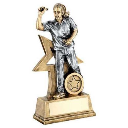 Picture of Brz~gold~pew Female Darts Figure With Star Backing With Plate (1in Centre)