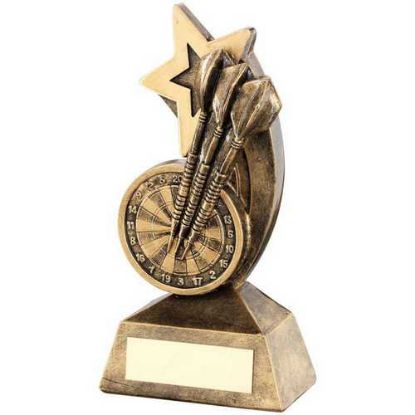 Picture of Brz~gold Dartboard~darts With Shooting Star With Plate