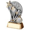Picture of Pew|gold Dartboard With Darts On Brz Base With Plate (1in Cen) - 6.25in