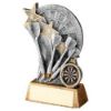 Picture of Pew|gold Dartboard With Darts On Brz Base With Plate (1in Cen) - 6.25in