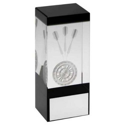 Picture of Clear~black Glass Block With Lasered Darts Image With Plate