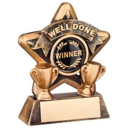Picture of Brz~gold Mini Star Well Done With Plate (1in Centre)