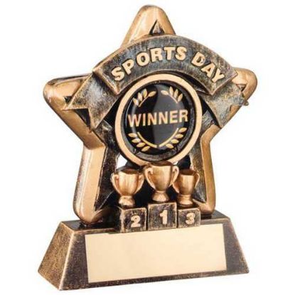 Picture of Brz~gold Mini Star Sports Day With Plate (1in Centre)