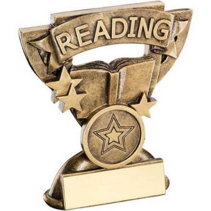 Picture of Brz~gold Reading Mini Cup With Plate (1in Centre)