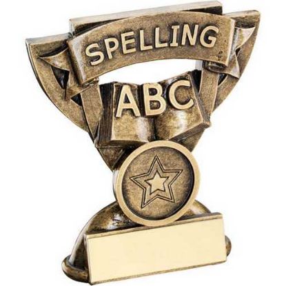 Picture of Brz~gold Spelling Mini Cup With Plate (1in Centre)