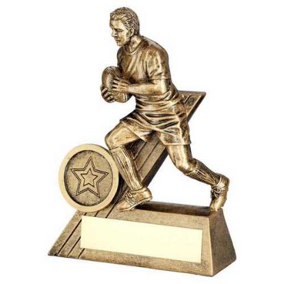 Picture of Brz~gold Male Rugby Mini Figure With Plate (1in Centre)