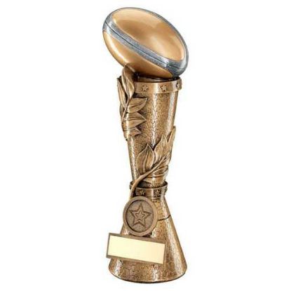 Picture of Brz~pew~gold Rugby Ball Leaf Column With Centre (1in Centre)