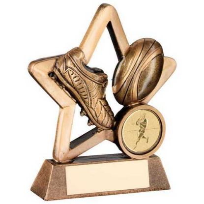 Picture of Brz~gold Resin Rugby Mini Star With Plate (1in Centre)