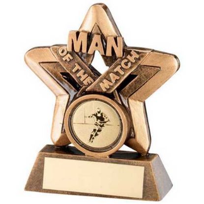 Picture of Brz~gold Man Of The Match Mini Star With Rugby Insert And Plate