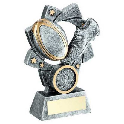 Picture of Pew~gold Rugby Star Spiral With Plate (1in Centre)