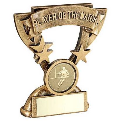 Picture of Brz~gold Player Of The Match Mini Cup With Rugby Insert And Plate