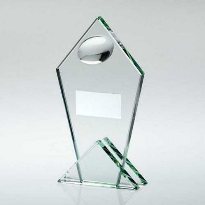 Picture of Jade Glass Pointed Plaque With Half Rugby Ball And Plate
