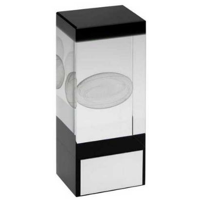Picture of Clear~black Glass Block With Lasered Rugby Image With Plate