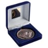 Picture of Blue Velvet Box And 60mm Medal Rugby Trophy Bronze - 4in