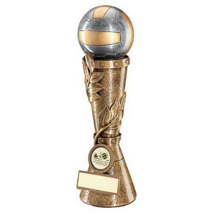 Picture of Brz~pew~gold Volleyball Leaf Column With Plate (1in Centre)