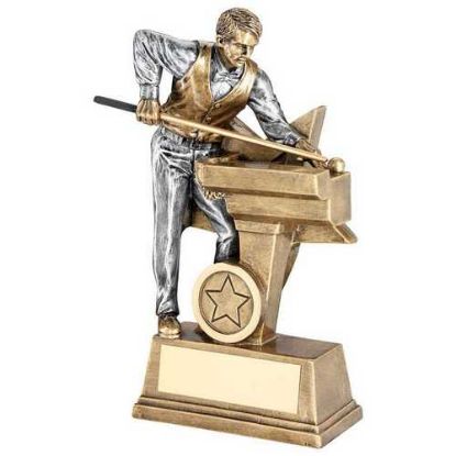 Picture of Brz~pew Male Pool~snooker Figure With Star Backing With Plate (1in Centre)
