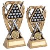 Picture of Brz|pew|gold Pool|snooker Balls With Cues On Diamond With Plate (1in Cen) - 6in