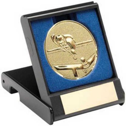 Picture of Black Plastic Box With Pool~snooker Insert Trophy Gold