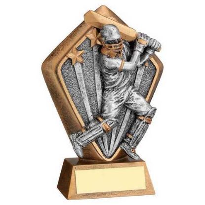 Picture of Brz~gold Diamond Holder With Cricket Batsman Disc With Plate