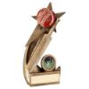 Picture of Brz|gold|red Cricket Ball And Bat On Shooting Star With Plate (1in Cen) - 6.75in