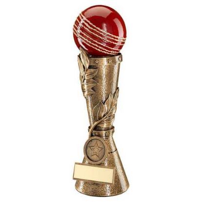 Picture of Brz~gold~red Cricket Ball Leaf Column With Plate (1in Centre)