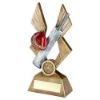 Picture of Brz|pew|red Cricket Ball And Bat On Pointed Backdrop With Plate (1in Cen) - 8in