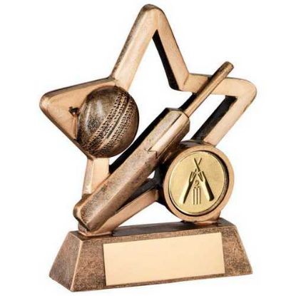 Picture of Brz~gold Resin Cricket Mini Star With Plate     (1in Centre)