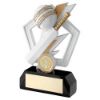 Picture of White|gold|black Cricket Bat And Ball On Pentagon With Plate (1in Cen) - 7.75"