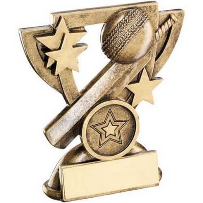 Picture of Brz~gold Cricket Mini Cup With Plate (1in Centre)