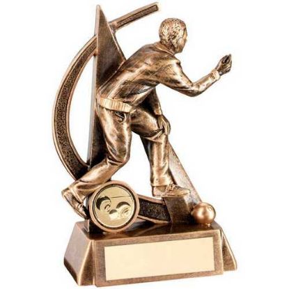 Picture of Brz~gold Male Lawn Bowls Geo Figure With Plate (1in Centre)
