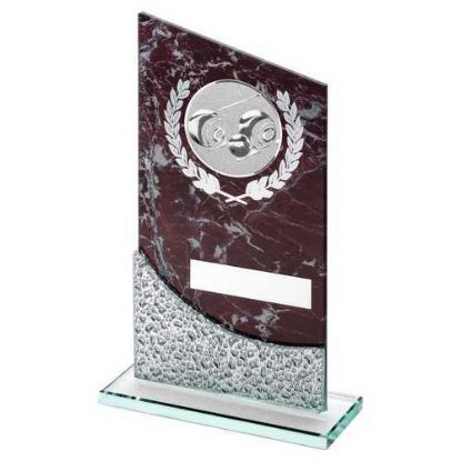 Picture of Brown Marble Printed Glass Plaque With Lawn Bowls Insert And Plate