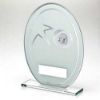 Picture of White|silver Printed Glass Oval With Lawn Bowls Insert And Plate - 6.5in