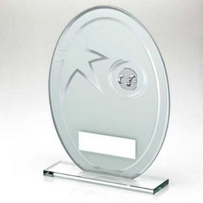 Picture of White~silver Printed Glass Oval With Lawn Bowls Insert And Plate