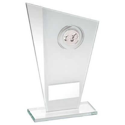 Picture of White~silver Printed Glass Plaque With Lawn Bowls Insert With Plate