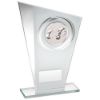 Picture of White|silver Printed Glass Plaque With Lawn Bowls Insert With Plate - 6.5in