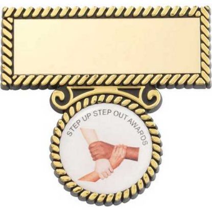 Picture of Black~gold Plastic Badge And Bar (1in Centre)