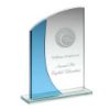 Picture of Jade|blue Glass Rectangle Plaque With Curved Top (4mm Thick) - 7in