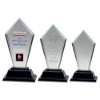 Picture of Clear Glass Tall Arrow Plaque On Black Base  (12mm Thick) - 12in
