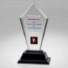 Picture of Clear Glass Tall Arrow Plaque On Black Base  (12mm Thick) - 12in