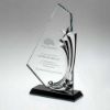 Picture of Clear|blk Glass Plaque With Metal Stars (10mm Thick) - 7.75in