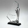 Picture of Clear|blk Glass Plaque With Metal Stars (10mm Thick) - 7.75in