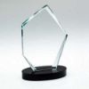 Picture of Clear Glass Offset Diamond Plaque On Black Base (15mm Thick) - 7.75in