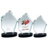 Picture of Clear Glass Offset Diamond Plaque On Black Base (15mm Thick) - 7.75in