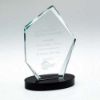 Picture of Clear Glass Offset Diamond Plaque On Black Base (15mm Thick) - 7.75in