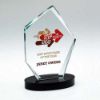 Picture of Clear Glass Offset Diamond Plaque On Black Base (15mm Thick) - 7.75in