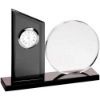 Picture of Clear|black Glass Clock And Round Plaque - 5.25in