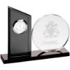 Picture of Clear|black Glass Clock And Round Plaque - 5.25in
