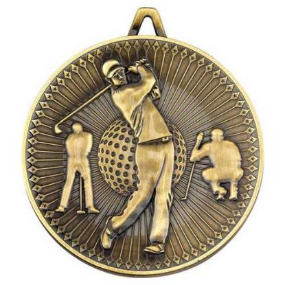 Picture of Golf Deluxe Medal Antique Gold - 2.35in