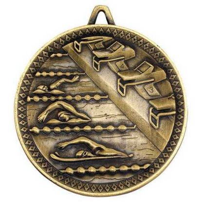 Picture of Swimming Deluxe Medal Antique Gold